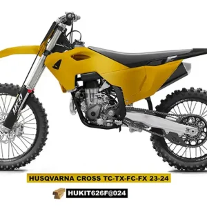 Moderní UFO kompletní sada plastů (FULL KIT) s kryty tlumičů HUSQVARNA TC 125 / 250 23-24, FC 250 / 350 / 450 23-24, FX 350 / 450 23-24, TX 300 24, barva zlatá -