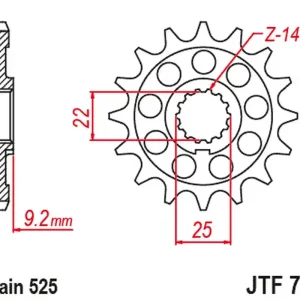 Nejlepší Volba JT řetězové kolo přední 2129 16 BENELLI LEONCIO 800 22-23, TORNAdo 900 02-08, TNT 1130 04-11, TRE 1130 K 11-17 (212916JT) (řetěz 525) (210186090000)