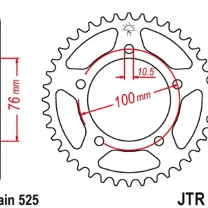 JT rozeta 4456 46 BENELLI IMPERIALE 400 18-21, LEONCIO 800 22-23, BN 600 GT 16-17, BN 600 R 14-17 (445646JT) (řetěz 525) (60002P250000) Finální Výprodej