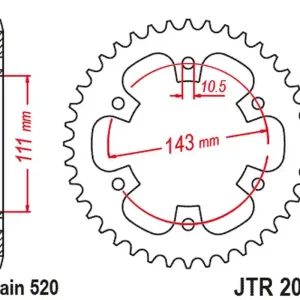 Nejlepší Cena JT rozeta 4764 42 ROYAL ENFIELD CLASSIC / meteor 350 31-23 (476442JT) (řetěz 520) (1100701B)
