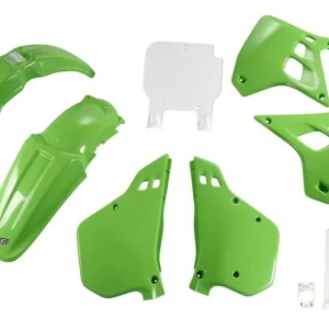 Ihned K Objednání UFO kompletní sada plastů (FULL KIT) s kryty tlumičů KAWASAKI KX 250 90-91, barva (zelená/bílá) (KA188E999)