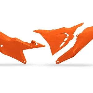 UFO zadní boční panely s krytem filtru KTM SX 125 / 250 / 300 23-26, SXF (SX-F) 250 / 350 / 450 23-26, EXC 150 / 250 / 300 24-26, EXCF (EXC-F) 250 / 350 / 450 / 500 24-26 barva oranžová (levá strana) Prémiový