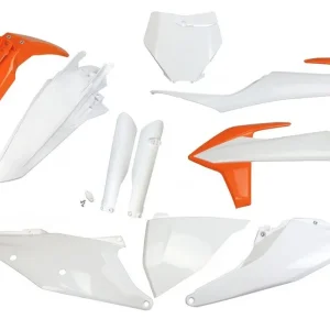 Top Prodej UFO kompletní sada plastů (FULL KIT) s kryty tlumičů KTM SX 125/150/250 19-22, SXF (SX-F) 250/350/450 19-22 barva (bílá/oranžová) (KT522E999)
