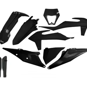 UFO kompletní sada plastů (FULL KIT) s kryty tlumičů KTM EXC 125 20-21, EXC 250 / 300 TPI 20-23, EXC-F 250 / 350 / 450 / 500 20-23 barva černá Doprava Zdarma