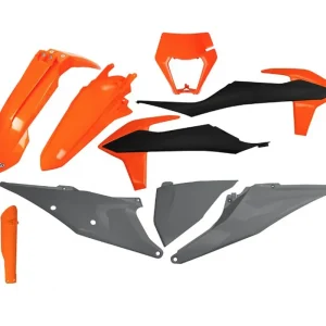 UFO kompletní sada plastů (FULL KIT) s kryty tlumičů KTM EXC 125 20-21, EXC 250 / 300 TPI 20-23, EXC-F 250 / 350 / 450 / 500 20-23 barva oranžová šedý Koupit Online