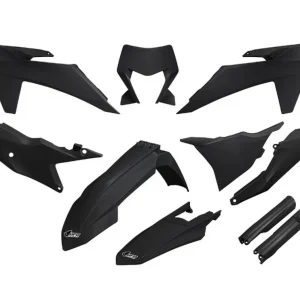 Must-Have UFO kompletní sada plastů (FULL KIT) s kryty tlumičů KTM EXC 150 / 250 / 300 TBI 24-25, EXC-F 250 / 350 / 450 / 500 24-25 barva černá