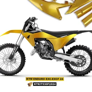 UFO kompletní sada plastů (FULL KIT) s kryty tlumičů KTM EXC 150 / 250 / 300 TBI 24-25, EXC-F 250 / 350 / 450 / 500 24-25 barva zlatá - Originální