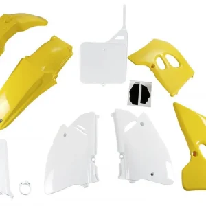 UFO kompletní sada plastů (FULL KIT) s kryty tlumičů SUZUKI RM 125 94-95, RM 250 94-95 barva (žlutá/bílá) (SU394E999) Autentický