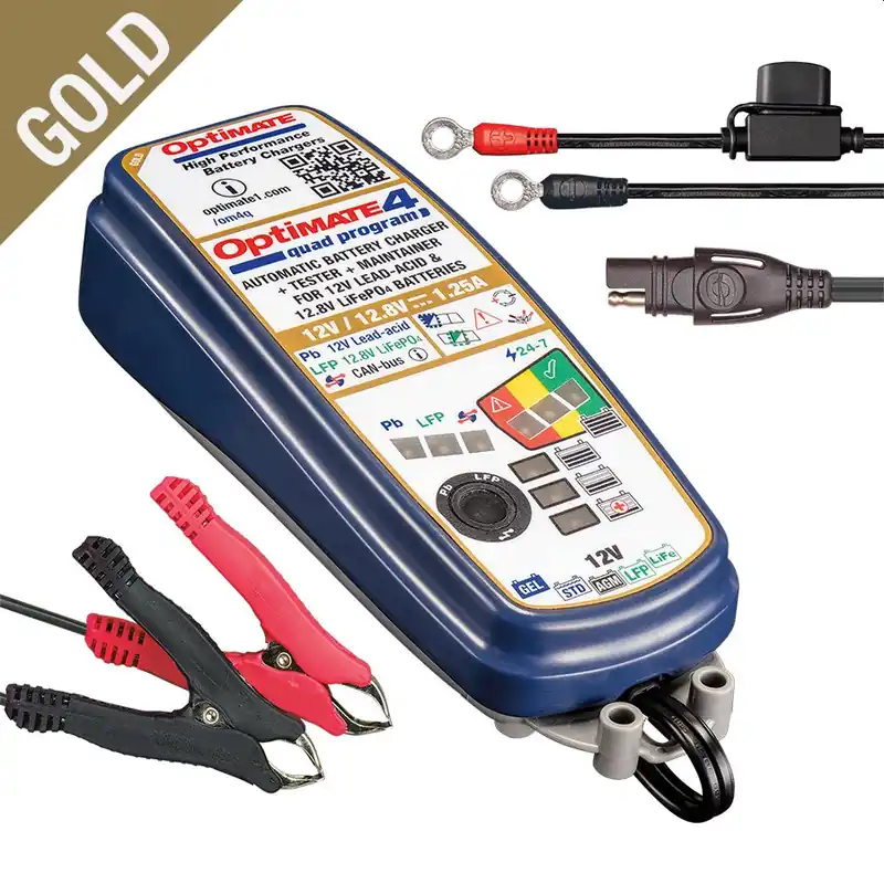 Limitovaná Edice OPTImate nabíječka akumulátorů OPTImate 4 QUAD PROGRAM 12V 1.25A, 4-60AH AGM / GEL / STD, 12.8/13.2V 2-15AH LITHIUM (LIFEPO4) SAE, CAN-BUS (EL) - nahrazuje TM340 (12)