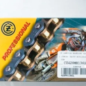 Výhodná Nabídka CZ hnací řetěz 428 MX (130 článků) zlatá (MOTOCROSS do 110 ccm) (23,0 KN) + spona