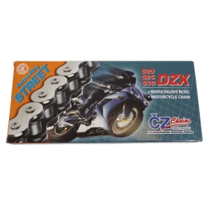 CZ hnací řetěz 525 DZX (108 článků) ACTIVE RING (X-RING) chrom do 1000 ccm (40,0 KN) + spojka Ověřený