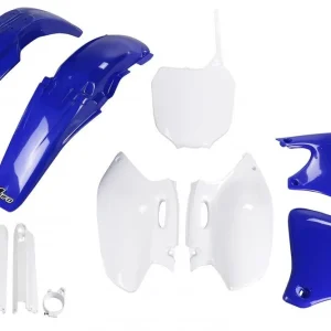 Vrácení Zdarma UFO kompletní sada plastů (FULL KIT) s kryty tlumičů YAMAHA YZF 250 01-02 barva (bílá/světle modrý) (YA303E999)