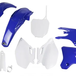 Luxusní UFO kompletní sada plastů (FULL KIT) s kryty tlumičů YAMAHA YZF 250 / 450 03-05 barva (bílá/světle modrý) (YA304E999)