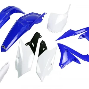 Cenově Výhodný UFO kompletní sada plastů (FULL KIT) s kryty tlumičů YAMAHA YZF 250 14-18, YZF 450 14-17 barva 18 (světle modrý/bílá/černá) (YA318E999K)
