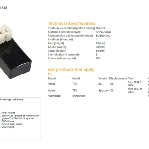 DZE jednotka zapalování CDI HONDA TRX 400EX 99-04; TRX 400 sportRAX 99-04 (STANDARD) (OEM-30410-HN1-003) Super Cena