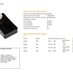 Vrácení Zdarma DZE jednotka zapalování CDI HONDA TRX 400FW 95-03 (30410-HM7-010) (30410-HM7-003)
