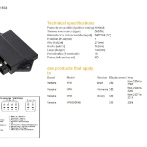 DZE jednotka zapalování CDI YAMAHA YFM 350 GRIZZLY 07-13; BRUIN 04-06; WOLVERINE 06-09 (5UH-85540-00) Zlevněný
