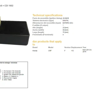 DZE jednotka zapalování CDI HONDA CRF 110 13-16 (30410-KYK-911) Speciální Cena