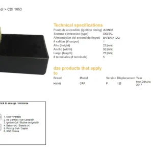 DZE jednotka zapalování CDI HONDA CRF 125F 14-17 Nejprodávanější
