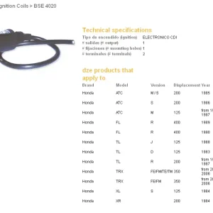 Top Prodej DZE indukční cívka HONDA XL 125S 84; XR 200 84; TRX 350FE/FM/TE/TM 00-06 (30510-HN5-670)