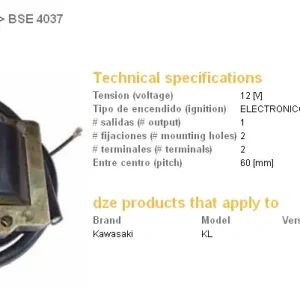 DZE indukční cívka KAWASAKI KLR 600 84-94 (21121-1116) Přímo Od Výrobce