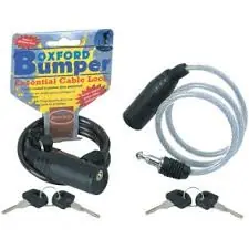 Akční Cena OXFORD bezpečnostní zámek BUMPER, 0,6M X 6mm barva stříbrná (pro zabezpečení přileb a oděvů)