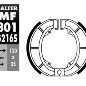 GALFER brzdové čelisti - pakny zadní DERBI ATLANTIS 50/100 99-, SUZUKI ADDRESS 50 92-, AP 50 94-, LIdo 50/75/80 89- Ihned K Objednání