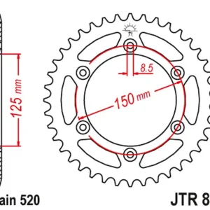 JT rozeta 899 53 KTM EXC/SX/EXC-F 200/250/300/400/450/530 (89953JT) (řetěz 520) Prémiový