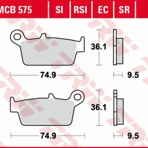 Super Cena TRW ZF brzdové destičky KH131 organické ECO HONDA CR 125R/250R/500R 87-01, XR 400R 96-03, XR 600/650L/R 93-07, KAWASAKI KX 125/250/500 95-08, SUZUKI RM 125/250 96-12, DRZ 400E/S/SM 00-08, YAMAHA YZ 125/250 97-02, WR/YZ 400F zadní