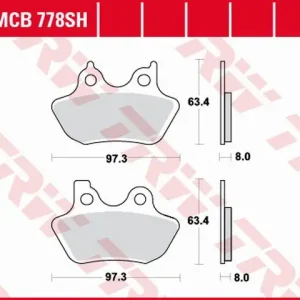 TRW ZF brzdové destičky KH400 sintrované STREET XL 883 99-03, XL 1200 00-03, FLHRI / FLSTC / FXD 1450 99-07, FLHRC / FLHX / FXDL 1584 06-07, zadní Prémiový