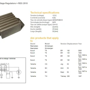 DZE regulátor napětí SUZUKI TS 125ER 90-94; YAMAHA JOG 50 (1KH-81960-00-00; 32800-31C21) (SH582-12; SH649A-12) 12V/18A Expresní Doručení