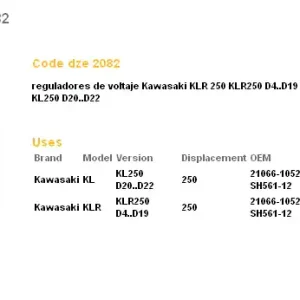 DZE regulátor napětí KAWASAKI KDX 125 90-93; KLE 250; KL 500/650 89-91; kmX 125/200 87-02; KLX 650 93-96 (ESR246) (2065-01) Kup Teď