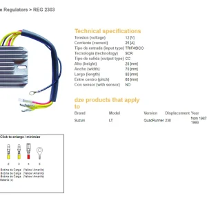 Autentický DZE regulátor napětí SUZUKI LT 230 QUAD RUNNER 87-93 (32800-49X51)