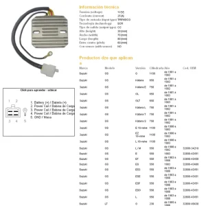 DZE regulátor napětí SUZUKI GS 450E/S 84-88; GS 500 84-85; GS 550 83-87; GS 1100E/ES/G 82-87; GSX 1100E/Z/D 82- (ESR090,ESR100) (32800-34210) (ESR090) Zlevněný