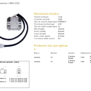 Značkový DZE regulátor napětí YAMAHA XVZ 1200 VENTURE 83-85; XVZ 1300 VENTURE ROYALE 86-93 (26H-81960-A0; 2WR-81960-A0)