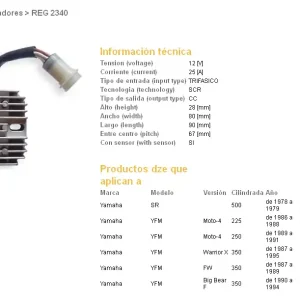 Originální DZE regulátor napětí YAMAHA YFM 225/250 MOTO-4 86-91; YFM 350 FW 87-89; YFM 350 BIG BEAR 90-94; YFM 350X WARRIOR 87-95 (59V-81960-A0-00) (ESR108)
