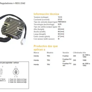 DZE regulátor napětí HONDA TRX 300 FOURTRAX 88-92 (SH532B-12) (31600-HC4-010) (ESR125) Limitovaná Edice