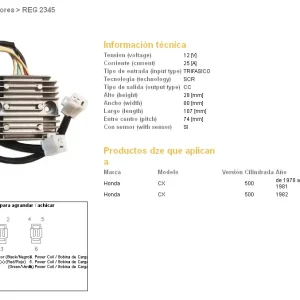 DZE regulátor napětí HONDA CX 500 78-82; CX 500 turbo (31600-415-008, 31600-449-831) (ESR160) Luxusní