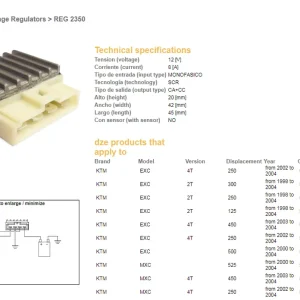 Dokud Zásoby Vydrží DZE regulátor napětí APRILIA; BENELLI; BETA; DERBI; GILERA; KTM 125/250/300/450/525 EXC ; KAWASAKI; MALAGUTI; SUZUKI; YAMAHA (5031134000) (12V/8A) (ESR085)