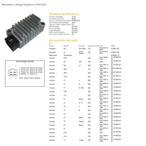 Přímo Od Výrobce DZE regulátor napětí YAMAHA XT 225 SEROW 98-03; XT 250 08-12; XT 600E/K 91-02; XT 600Z TENERE 86-89; XTZ 750 SUPER TENERE 89-92; TT 600 93-04; TDM 850 91-92; SRX 600 98-99 (35A) (3TJ-81960-01-00) (3TJ-81960-02-00) (ESR080)
