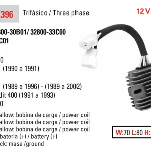 Tovární Cena DZE regulátor napětí SUZUKI GSF 400 BANDIT 90-94; GS 500E 89-02; DR 650S 90-91 (ESR170) (32800-33C00)