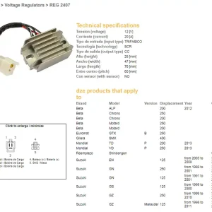 Must-Have DZE regulátor napětí SUZUKI GN 125 91-01; GN 250 88-01; GS 125 99-00; EN 125 03-08; BETA (ESR142) (32800-29B00)