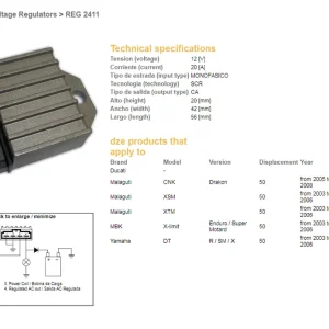 DZE regulátor napětí YAMAHA DT 50 03-06; MALAGUTI 50 03-06; MBK 50 03-06; DUCATI (1D4-H3598-00) Ověřený