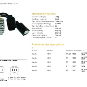 DZE regulátor napětí HONDA CBR 1000RR FIREBLADE 04-15 (50A) (31600-MFL-D01; 31600-MEL-A21) (ESR680;ESR439) Cenově Výhodný