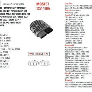 Limitovaná Edice DZE regulátor napětí APRILIA; BMW; CAN AM; DUCATI; HONDA; KAWASAKI; SUZUKI; TRIUMPH; YAMAHA (50A)