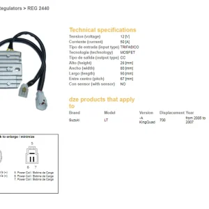 Vrácení Zdarma DZE regulátor napětí SUZUKI LT-A 700 KING QUAD 05-07 (32800-41F10) MOSFET (50A)