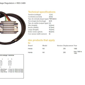 Super Cena DZE regulátor napětí HONDA NX 250 88-93 (31600-KW3-000, 31600-KW3-010)