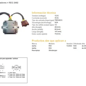 Přímo Od Výrobce DZE regulátor napětí APRILIA RSV 1000 04-08; TUONO 1000 06-09 (SH579GA) (AP8127144) (ESR549)