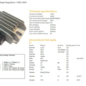 DZE regulátor napětí YAMAHA YBR 125 06-13 (20A) (5VL-H1960-00) Značkový
