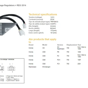 DZE regulátor napětí HONDA CB 700 NIGH HAWK 84-86; CBX 750 84-01 (31600-MJ-671, 31600-MJ1-780) Cenová Bomba